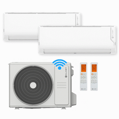 Condizionatore Clivet climatizzatore serie CRISTALLO2 dual split 12000+12000 esterna MU2-Y 41M A++ gas R32 WiFi INTEGRATO 12+12