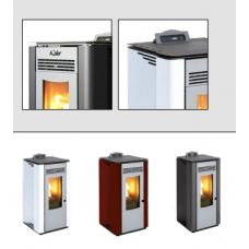 Kalor Stufa a pellet ad aria linea perfecta acciaio mod MIRIAM 10 kw 8,87 mc190 (fino a 80mq) Conto Termico 2.0 Wifi Opzionale