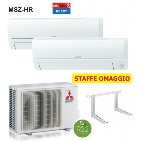 Climatizzatore Dual Split Mitsubishi Electric SMART MSZ-HR 9000 + 12000 MXZ-2HA40VF R32 Wifi optional omaggio staffe 9+12 Climatizzatore Dual Split Mitsubishi Electric SMART MSZ-HR 9000 + 12000 MXZ-2HA40VF R32 Wifi optional omaggio staffe 9+12