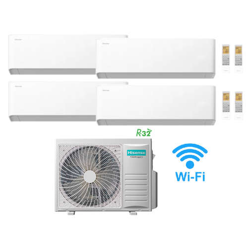 Hisense Climatizzatore Condizionatore Uni HB quadri split 7+9+9+12 esterna 4AMW81U4RJC gas R32 Wifi INVERTER Classe A++ NOVITA' 2025