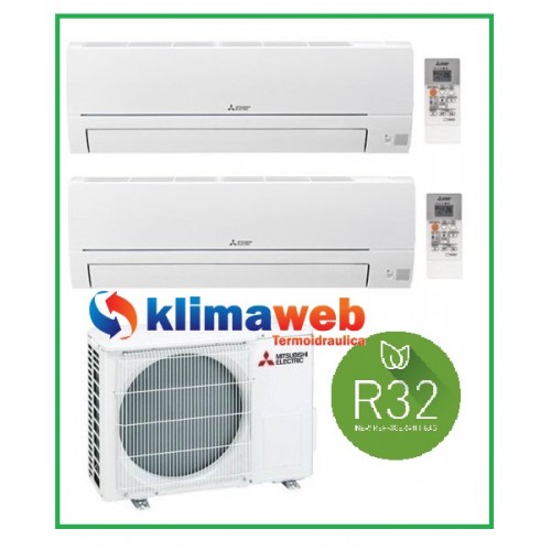 Climatizzatore Dual Split Mitsubishi Electric Inverter SMART MSZ-HR 9000 + 12000 MXZ-2HA40VF R32 Wifi Optional 9+12