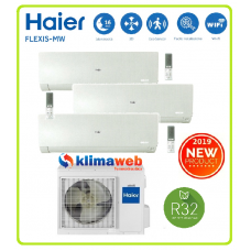 Climatizzatore condizionatore Haier modello Flexis trial 7+7+7 7000+7000+7000 esterna 3U55S2SR2FA colore bianco inverter gas R32 classe A++ Wifi integrato ultimo modello 