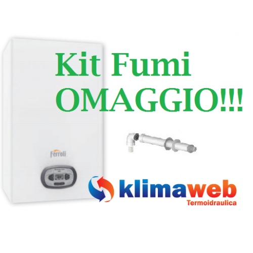 Caldaia Ferroli A Condensazione Bluehelix PRO RRT 24 C Con Gas-Adaptive Completa Kit Fumi Low Nox - Kit Fumi Omaggio