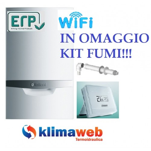 Caldaia Ecotec Plus vmw 256/5-5 vSMART WiFi a condensazione nuova tecnologia erp 25 kw in omaggio kit fumi