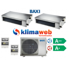 Climatizzatore Condizionatore Baxi dual split CANALIZZATO 9000+12000 btu Light Commercial DC inverter classe A++/A+ Gas R410